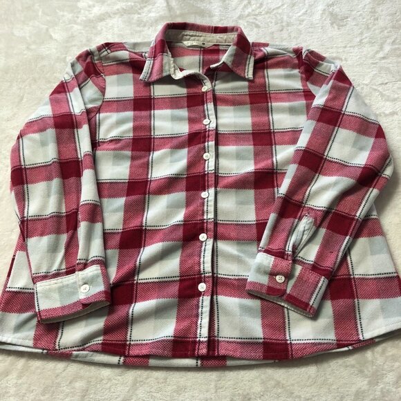RIDERS By Lee Red & White Plaid Flannel Button Down Shirt Size Large - Picture 3 of 9